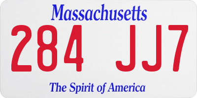 MA license plate 284JJ7