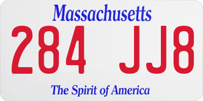 MA license plate 284JJ8