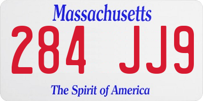 MA license plate 284JJ9