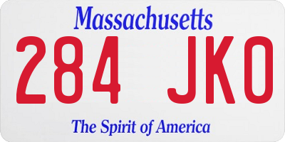 MA license plate 284JK0