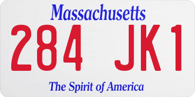 MA license plate 284JK1