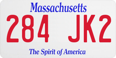 MA license plate 284JK2