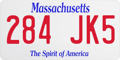 MA license plate 284JK5