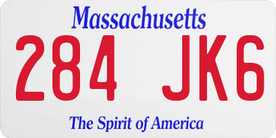 MA license plate 284JK6