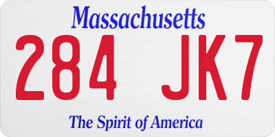 MA license plate 284JK7
