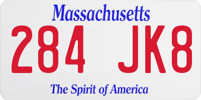 MA license plate 284JK8