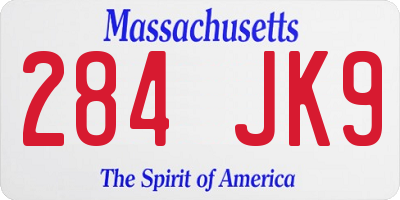 MA license plate 284JK9