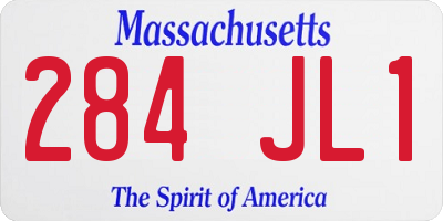MA license plate 284JL1