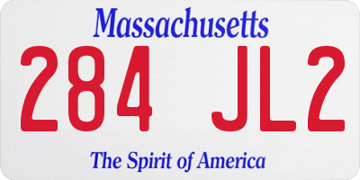 MA license plate 284JL2