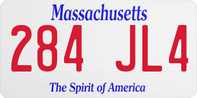 MA license plate 284JL4