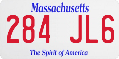 MA license plate 284JL6