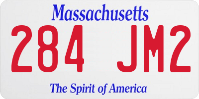 MA license plate 284JM2