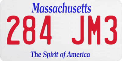 MA license plate 284JM3