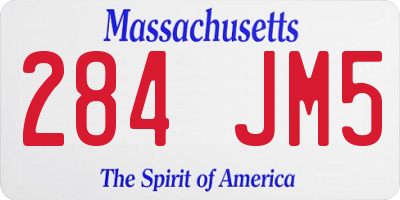 MA license plate 284JM5