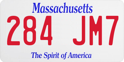 MA license plate 284JM7