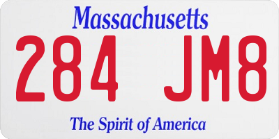 MA license plate 284JM8