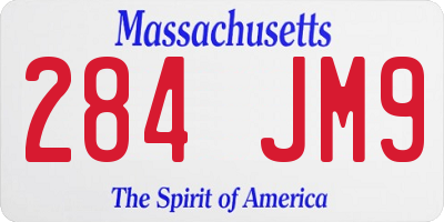 MA license plate 284JM9