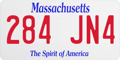 MA license plate 284JN4