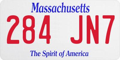 MA license plate 284JN7
