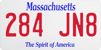 MA license plate 284JN8