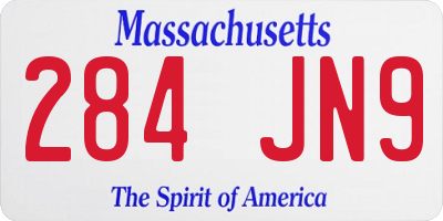 MA license plate 284JN9