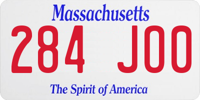 MA license plate 284JO0