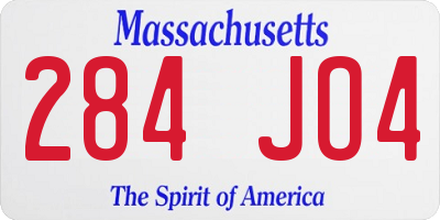 MA license plate 284JO4
