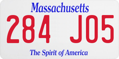 MA license plate 284JO5