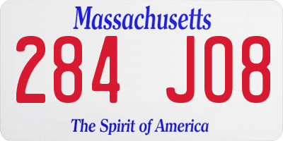 MA license plate 284JO8