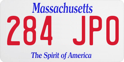 MA license plate 284JP0