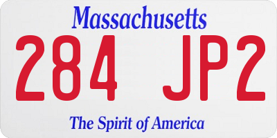MA license plate 284JP2