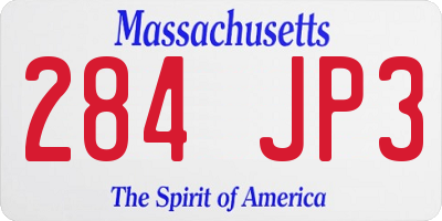 MA license plate 284JP3