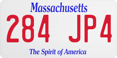 MA license plate 284JP4