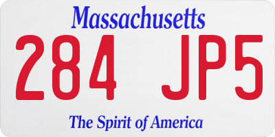MA license plate 284JP5