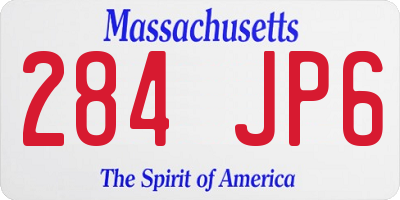 MA license plate 284JP6