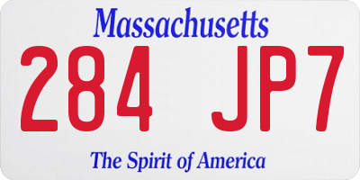MA license plate 284JP7