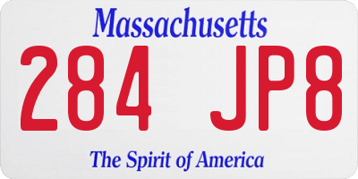MA license plate 284JP8