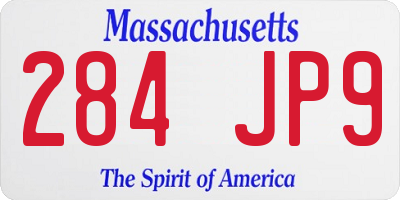 MA license plate 284JP9