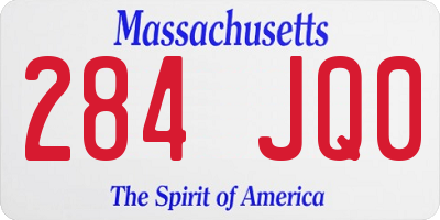 MA license plate 284JQ0
