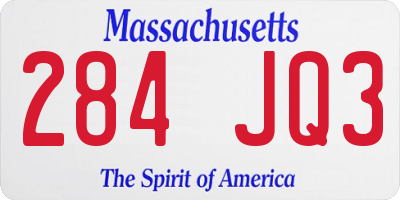 MA license plate 284JQ3