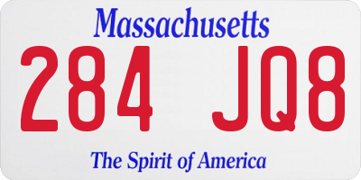 MA license plate 284JQ8