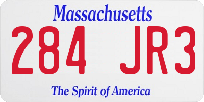 MA license plate 284JR3