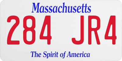 MA license plate 284JR4