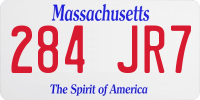 MA license plate 284JR7