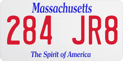 MA license plate 284JR8