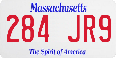 MA license plate 284JR9