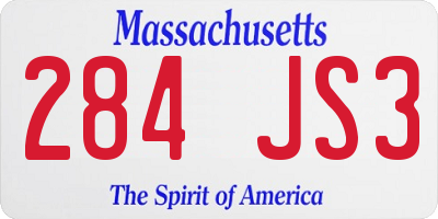 MA license plate 284JS3