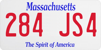 MA license plate 284JS4