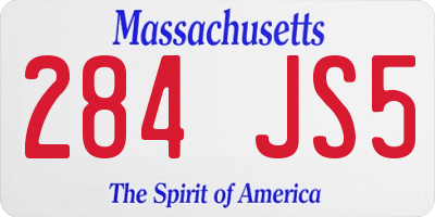MA license plate 284JS5