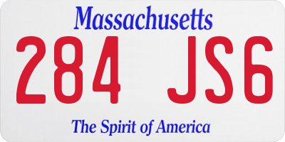 MA license plate 284JS6